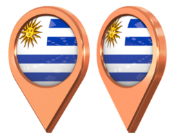 Uruguai localização ícone bandeira, isolado com diferente angulado, 3d Renderização png