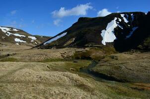 Narrow Stream Cutting Through a Valley in Iceland photo