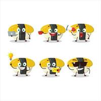 Tamago sushi cartoon character with various types of business emoticons vector