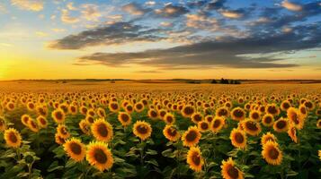 yellow kansas sunflower fields ai generated photo