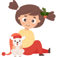 Weihnachtsmädchen mit Hund png