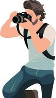 Vector flat design characters photographer take picture