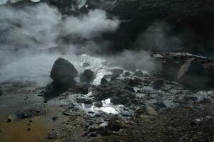 Hot Steaming Mud Due to Geothermal Activity photo