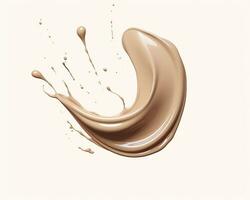 Liquid foundation splash element, fluid cosmetic cream 3d rendering. AI Generated photo