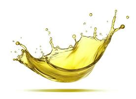 Olive or engine oil splash, cosmetic serum liquid isolated on white background. Generative AI photo