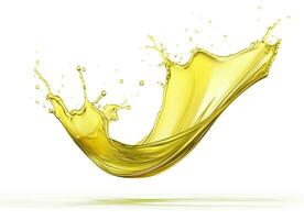 Olive or engine oil splash, cosmetic serum liquid isolated on white background. Generative AI photo