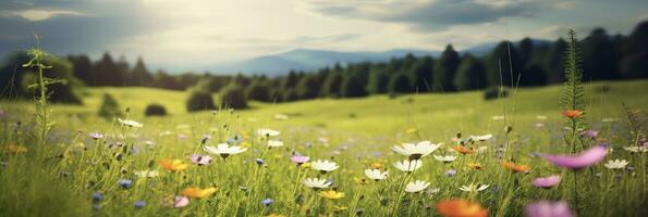 Idyllic Meadow on summer. AI Generated photo