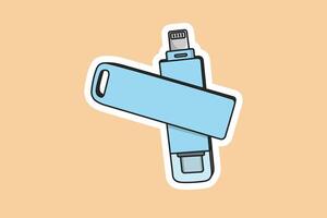 USB destello conducir dispositivo pegatina vector ilustración. tecnología objeto icono concepto. moderno memoria tarjetas USB pegatina para utilizar en más lejos trabajo en el proyecto y diseño. USB dispositivo vector diseño.