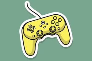 Joystick Controller and Game Pad Stick Sticker vector illustration. Sports and technology gaming objects icon concept. Video game controller or game console sticker logo design with shadow.