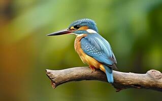 The common kingfisher wetlands bird colored feathers from different birds. Generative AI photo