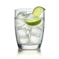 Gin tonic glass of water with ice isolated on white background. AI Generated photo