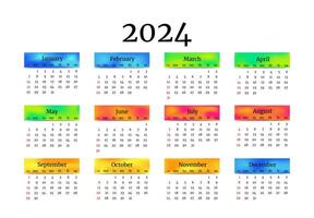 Calendar for 2024 isolated on a white background vector