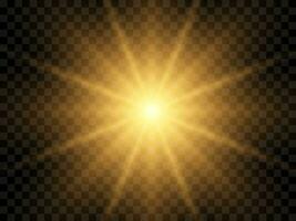 Sunlight on a background. Isolated yellow rays of light. Vector illustration