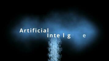 Artificial Intelligence tag cloud and word cloud with articifial intelligence terms like neural network, turing test, machine learning, natural language processing or algorithms digital transformation video