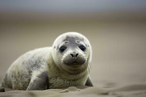 Harbor seal cub. AI Generated photo