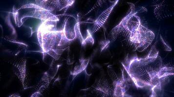 Abstract purple waves and smoke from particles of energy magical bright glowing liquid, background video