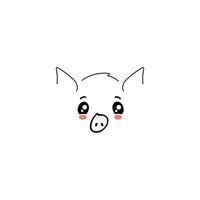 Pink mood with cute pig clipart. Mood of holiday and relaxation with face of anime pig creative relaxation with beautiful vector minimalism.