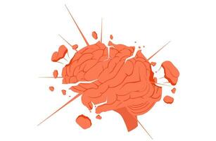 Exploding brain. Brainstorming and creative ideas with emotional stress and burnout vector emotions