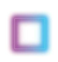 Square neon frame template. Blue and red laser light over blank geometric shape with bright glow colorful futuristic simple vector design