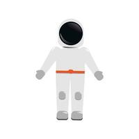 Astronauts suit. Special spacewalk costume made of white material with helmet to explore depths of vector universe