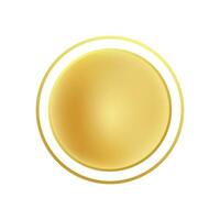 Golden round button with gradient. Shiny sphere ring to turn on and off hardware and decorative vector design