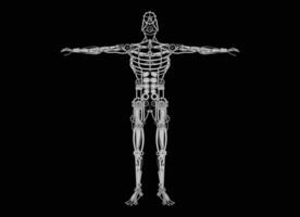 Mechanical human body. Mechanical cyborg with metal body parts artificial automaton futuristic flat design monochrome anatomy vector robot steampunk drawing of steel skeleton.