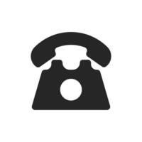 Landline retro phone icon. Vintage device for connection and communication with caller with tube round disk vector dial