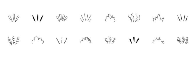 Anxiety symbols hand drawn icon set. Stress and dumbfounded line effects with amazement and vector fright