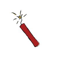 Red burning stick of dynamite. Dangerous explosives for industrial and military explosions with detonator vector cord