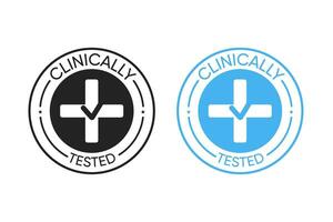 Clinically tested label. Medical black and blue sticker of approved certification and guarantee of product naturalness and vector hypoallergenicity