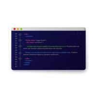 Digital windows with code template. Development of website with programming and coding commands and use of vector software interface