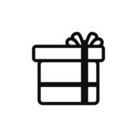 Gift box icon. Festive square surprise package with ribbon for birthday celebration and decorative vector greeting