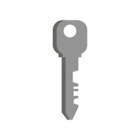 Gray key icon. Unlock and open padlock and security and protection property and business vector symbol