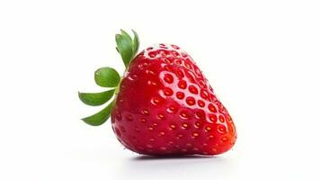 Juicy Red Strawberry on White Background.AI Generative. photo