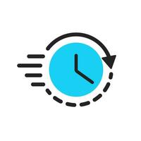 Time symbol icon. Dial with pointers and curved speed arrow as interval for counting remaining date until end of deadline and working vector day