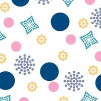 Seamless pattern with polka dots and circles. Vector illustration.