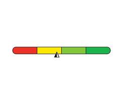 Line color scale indicator. Measuring gauge with dial showing positive green and negative red pressure with dashboard vector speedometer