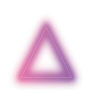 Triangle neon frame template. Purple laser light over blank geometric shape with bright glow colorful futuristic simple vector design