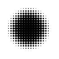 Black halftone dotted circle. Abstract ornament with circular round effect with creative artistic vector minimalism
