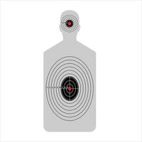 Gray target for shooting. Man silhouette with outlined circles and numbers of points for hitting training in shooting from firearms and vector bow.