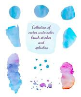 Collection of vector watercolor backgrounds, brush strokes and splashes