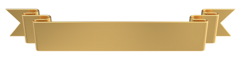 Golden ribbon banner 3d render. Golden ribbon or label. Banner symbol. 3D rendering png