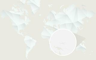 Micronesia map with flag in contour on white polygonal World Map. vector