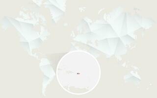 Puerto Rico map with flag in contour on white polygonal World Map. vector