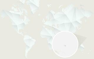 Marshall Islands map with flag in contour on white polygonal World Map. vector