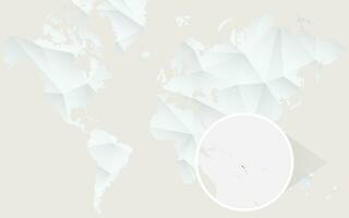 Vanuatu map with flag in contour on white polygonal World Map. vector