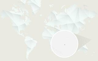 Nauru map with flag in contour on white polygonal World Map. vector