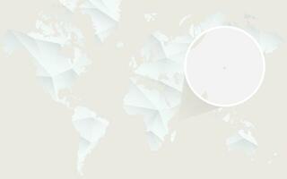 Seychelles map with flag in contour on white polygonal World Map. vector
