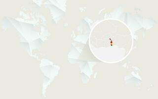 Togo map with flag in contour on white polygonal World Map. vector