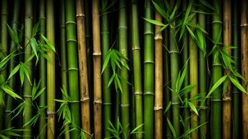 Green bamboo fence texture, bamboo background AI Generative photo